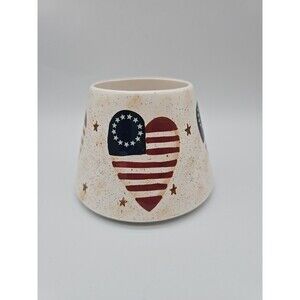 HOMCO Patriotic red white & blue Large Jar Candle Shade Vintage Stars & Stripes